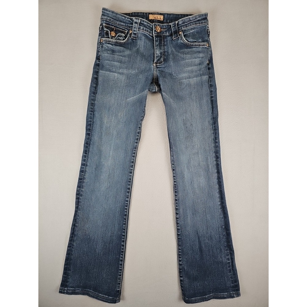 Women's See Thru Soul Low Rise Bootcut Jeans Size 28x30 Distressed Flap Pocket